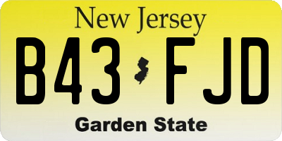NJ license plate B43FJD