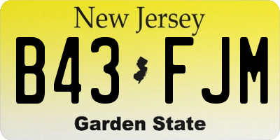 NJ license plate B43FJM