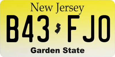 NJ license plate B43FJO