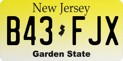 NJ license plate B43FJX
