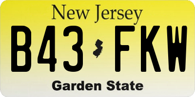 NJ license plate B43FKW