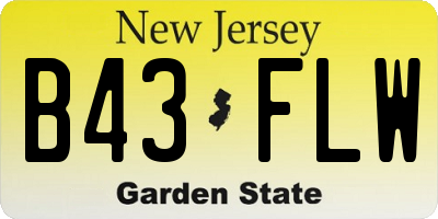 NJ license plate B43FLW