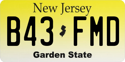 NJ license plate B43FMD