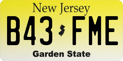 NJ license plate B43FME