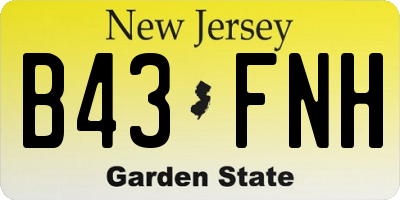 NJ license plate B43FNH