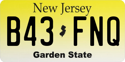 NJ license plate B43FNQ