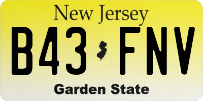 NJ license plate B43FNV