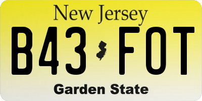 NJ license plate B43FOT