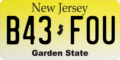 NJ license plate B43FOU