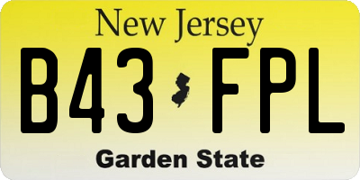 NJ license plate B43FPL