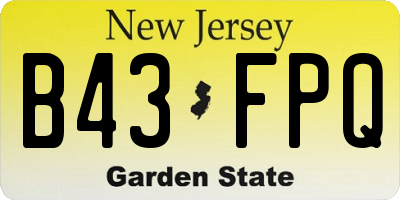 NJ license plate B43FPQ