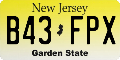 NJ license plate B43FPX