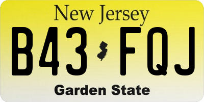 NJ license plate B43FQJ