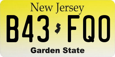 NJ license plate B43FQO