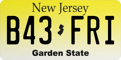 NJ license plate B43FRI