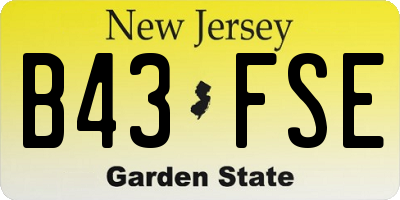 NJ license plate B43FSE