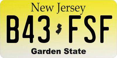 NJ license plate B43FSF
