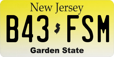 NJ license plate B43FSM