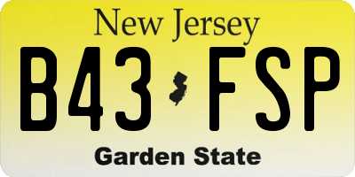 NJ license plate B43FSP