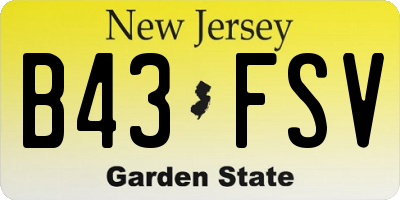 NJ license plate B43FSV