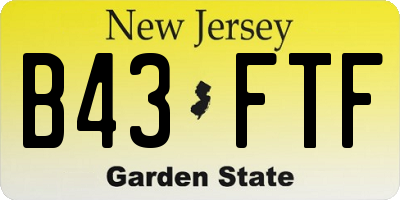 NJ license plate B43FTF