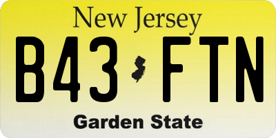 NJ license plate B43FTN