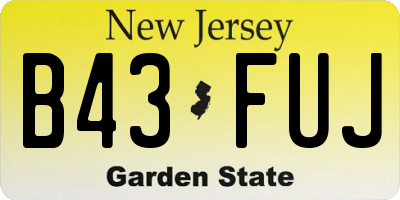 NJ license plate B43FUJ