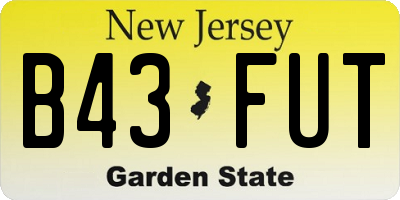 NJ license plate B43FUT