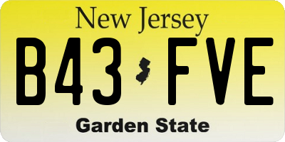 NJ license plate B43FVE