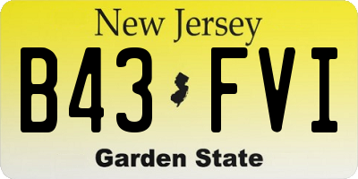 NJ license plate B43FVI