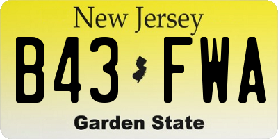 NJ license plate B43FWA