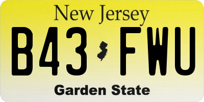 NJ license plate B43FWU
