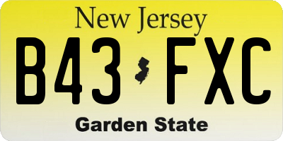 NJ license plate B43FXC