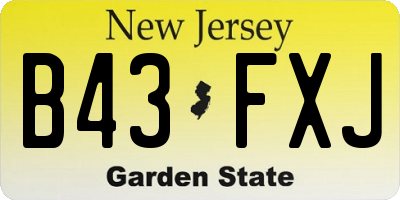 NJ license plate B43FXJ