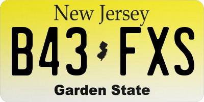 NJ license plate B43FXS