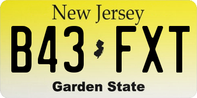 NJ license plate B43FXT