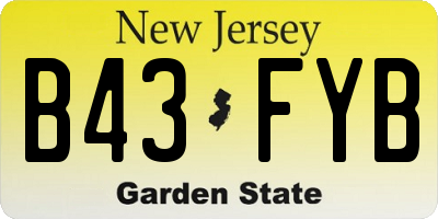 NJ license plate B43FYB
