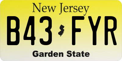 NJ license plate B43FYR