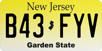 NJ license plate B43FYV