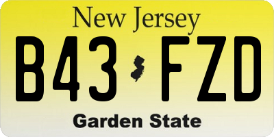 NJ license plate B43FZD