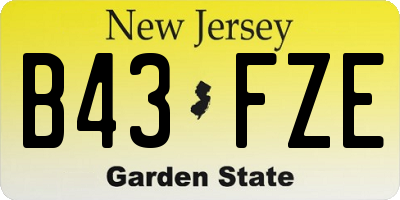 NJ license plate B43FZE