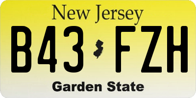 NJ license plate B43FZH