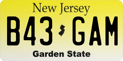 NJ license plate B43GAM
