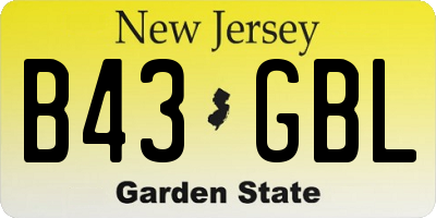 NJ license plate B43GBL