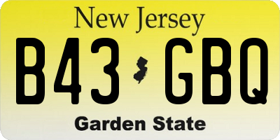 NJ license plate B43GBQ