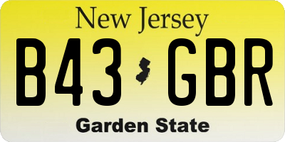 NJ license plate B43GBR