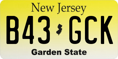 NJ license plate B43GCK