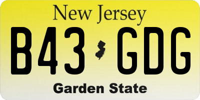 NJ license plate B43GDG