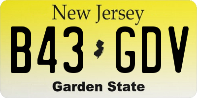 NJ license plate B43GDV