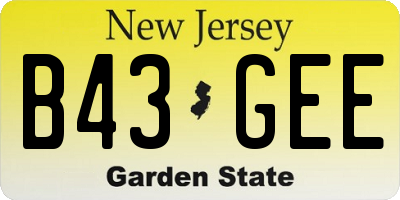 NJ license plate B43GEE